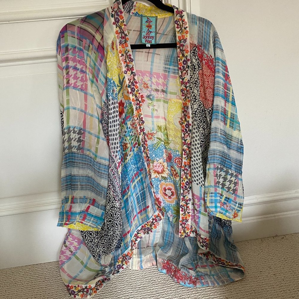 Johnny Was Embroidered floral Kimono